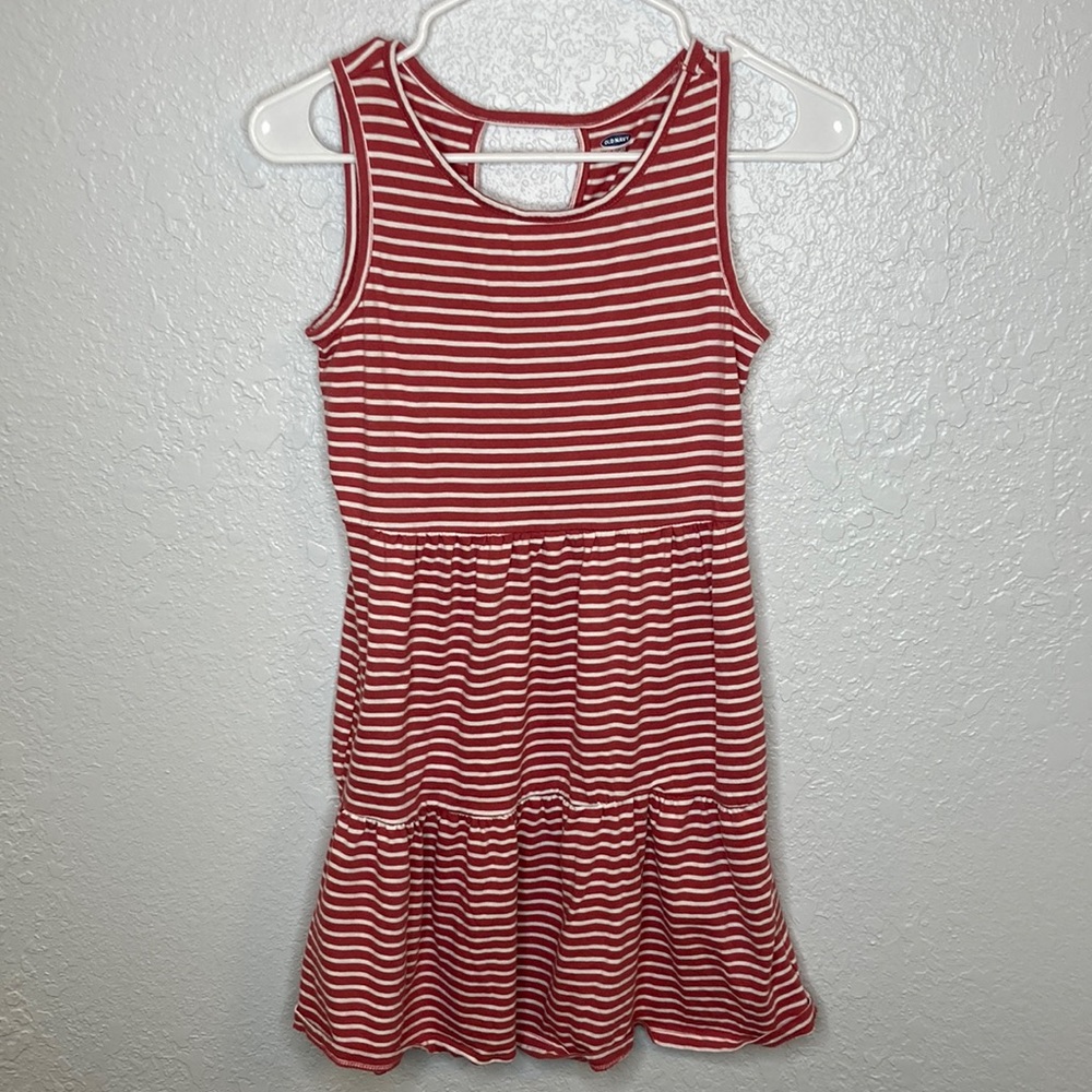 Coral and white striped old Navy girls dress